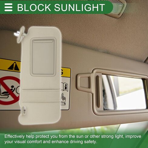 Motoforti Right Passenger Side Car Sun Visor Sun Visor Assembly for Toyota Venza 2010-2015 No.74310-0T022-A1 Plastic Glass Fabric Beige Block Sunlight in Saudi Arabia