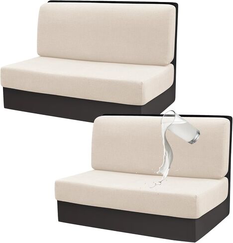 أغطية وسائد Gollense RV Dinette، أغطية وسائد قابلة للتمدد، أغطية مقاعد RV بديلة مقطعية لأريكة مقطورة السفر - تتضمن غطاءين لمسند الظهر وغطاءين للمقعد (T-Khaki) in Kuwait