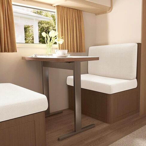 أغطية وسائد Gollense RV Dinette، أغطية وسائد قابلة للتمدد، أغطية مقاعد RV بديلة مقطعية لأريكة مقطورة السفر - تتضمن غطاءين لمسند الظهر وغطاءين للمقعد (T-Khaki) in Kuwait
