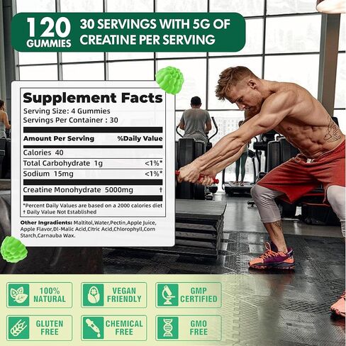 DANEW PRO Creatine Monohydrate Gummies 5000mg for Men & Women, Chewables Creatine Monohydrate Supplement(120 Count)-Blueberry Flavor in Saudi Arabia