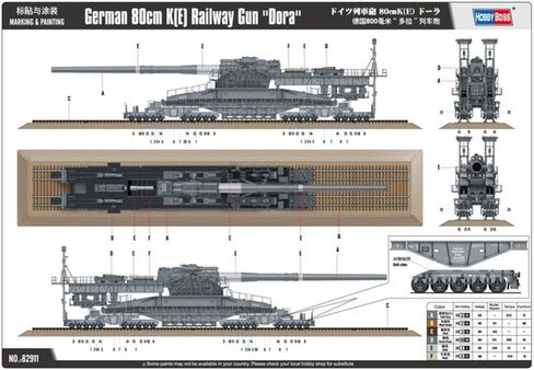 مجموعة بناء نموذج مركبة Hobby Boss German 80cm K(E) Railway Gun 'Dora' للأعمار من 14 عامًا إلى 18 عامًا in Saudi Arabia