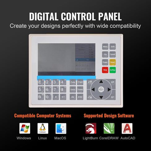 VEVOR 60W CO2 Laser Engraver، 16 × 24 بوصة، 19.7 IPS آلة قطع بالليزر مع مساعدة هواء ثنائية الاتجاه، متوافقة مع LightBurn، CorelDRAW، AutoCAD، Windows، Mac OS، Linux، لنسيج الأكريليك الخشبي المزيد in Saudi Arabia