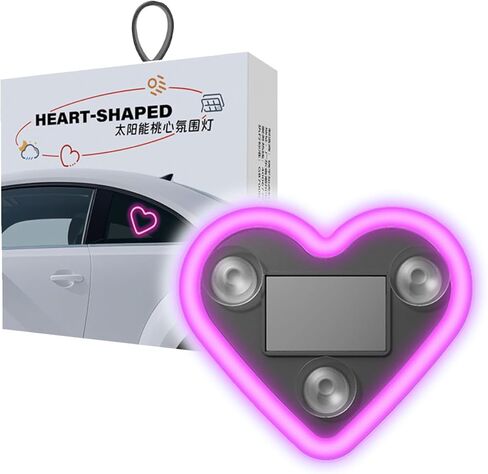 Car LED Ambient Lights, Love Heart Shape Solar LED Neon Triangle Back Window Vibration-Sensing Car Interior Atmosphere Light for Day Party Vehicle Bedroom Decor in Saudi Arabia