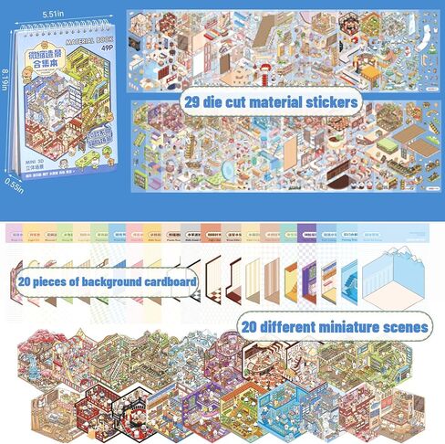20 مجموعة من كتاب المشهد الملصق ثلاثي الأبعاد DIY، مشهد متساوي القياس لحيوان كرتوني لطيف، مجموعة ملصقات منزلية ثلاثية الأبعاد DIY، علاج بالملصقات للأطفال البالغين، يؤدي إلى تخفيف التوتر بمرور الوقت، هدايا عيد الميلاد للأطفال in Kuwait