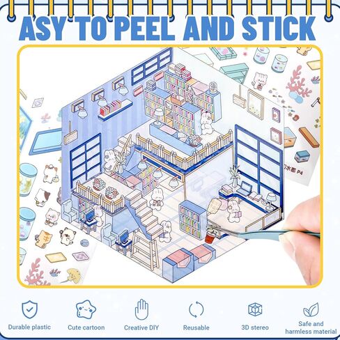 20 مجموعة من كتاب المشهد الملصق ثلاثي الأبعاد DIY، مشهد متساوي القياس لحيوان كرتوني لطيف، مجموعة ملصقات منزلية ثلاثية الأبعاد DIY، علاج بالملصقات للأطفال البالغين، يؤدي إلى تخفيف التوتر بمرور الوقت، هدايا عيد الميلاد للأطفال in Kuwait