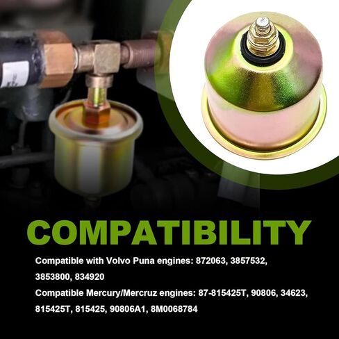 815425T Oil Pressure Sender Sensor, Compatible with Penta Mercury Marine OMC 4L V6 V8 3.0L 4,3L 5.0L 5.7L 7.4L 8.2L Engines, Replace OE# 90806 8M0068784 3857532 18-5899 815425 in Saudi Arabia