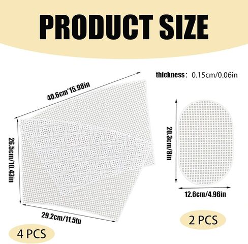 2 Sets Crochet Bag Canvas Sheets, Clear Mesh Plastic Canvas Sheets for Crochet Bucket Bag Making, Embroidery, Acrylic Yarn Crafting Projects (White) in Saudi Arabia