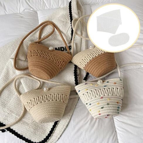 2 Sets Crochet Bag Canvas Sheets, Clear Mesh Plastic Canvas Sheets for Crochet Bucket Bag Making, Embroidery, Acrylic Yarn Crafting Projects (White) in Saudi Arabia