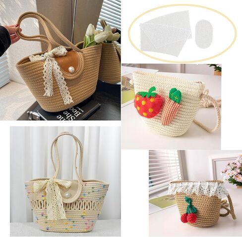 2 Sets Crochet Bag Canvas Sheets, Clear Mesh Plastic Canvas Sheets for Crochet Bucket Bag Making, Embroidery, Acrylic Yarn Crafting Projects (White) in Saudi Arabia