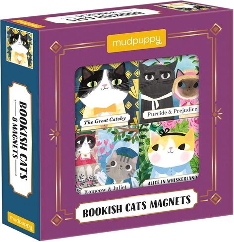 مغناطيسات Mudpuppy Bookish Cats، مجموعة مكونة من 8 قطع - مغناطيس ثلاجة فني، تتضمن 8 رسوم توضيحية فريدة للكتاب المشهورين مثل القطط، مقاس كل واحدة 1.5 بوصة × 1.5 بوصة - تعد فكرة هدية رائعة، متعددة الألوان in Saudi Arabia