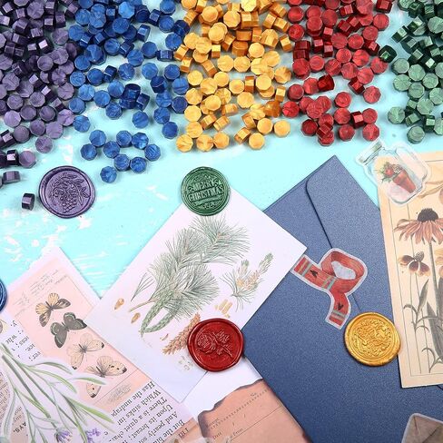 طقم شمع مانع للتسرب مكون من 248 قطعة، خرزات إغلاق مثمنة مع 2 مصباح شاي وملعقة ذوبان، وختم ختم الشمع (ملتهب) in Kuwait