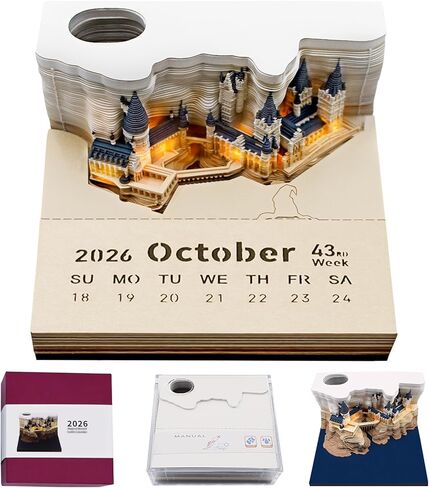 3D Calendar 2026, Pen Holder Tree House, Detachable Calendar 2026, DIY Desktop Decoration,3D Notepad, (castle) in Saudi Arabia
