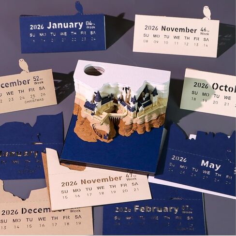 3D Calendar 2026, Pen Holder Tree House, Detachable Calendar 2026, DIY Desktop Decoration,3D Notepad, (castle) in Saudi Arabia