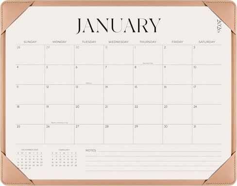 Simplified Desk Calendar 2026-2027 with Desktop Mat, Desk Pad Calendar from January 2026 to June 2027, 14 x 11 Inch, Desk Blotter Calendar for Home Office and School, Easy Planning, Apricot in Kuwait