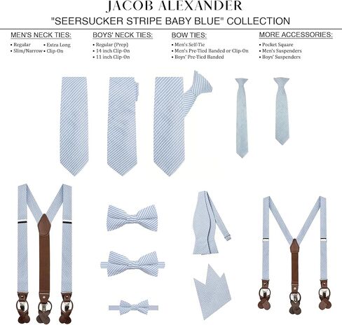 Jacob Alexander Boys' Seersucker Striped Pattern Suspenders in Saudi Arabia