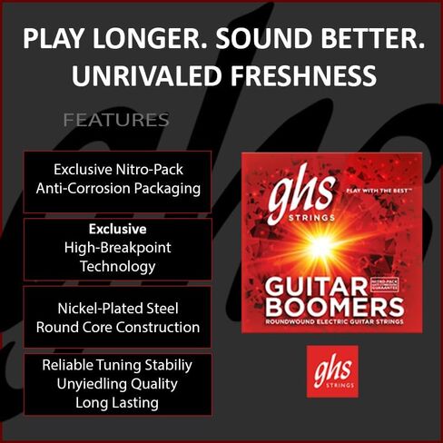 GHS Strings GBXL Guitar Boomers, Nickel-Plated Electric Guitar Strings, Extra Light (.009-.042), 3 Sets of GBXL in Saudi Arabia