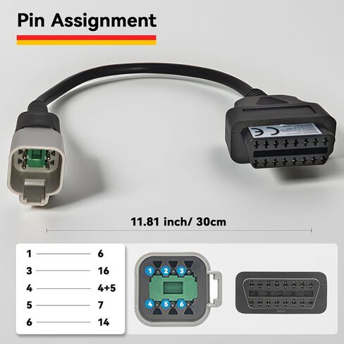 كابل محول Obd2 من 6 دبابيس إلى 16 دبوس لـ BRP & CAN-AM، موصل أداة تشخيص الدراجات النارية يناسب CAN-AM Spyder وATV وUTV وBRP Moto Bike in Saudi Arabia