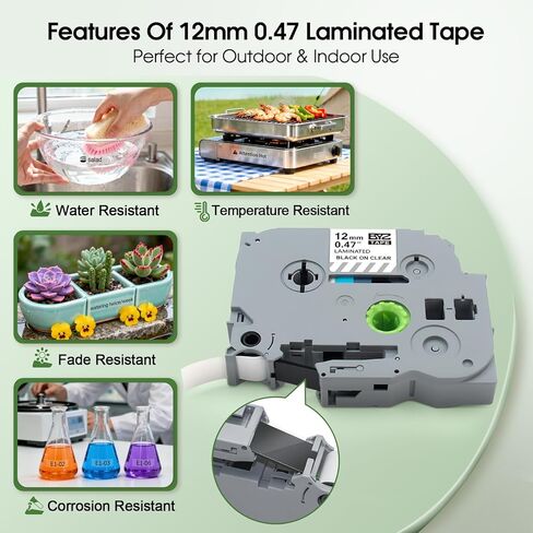 متوافق مع شريط P Touch الأزرق TZe-531 TZe531 مصفح 12 مم 0.47 شريط أزرق يعمل لـ Brother PT-D200 PT-D450، 1/2 بوصة × 26.2 قدم، 3 عبوات in Saudi Arabia