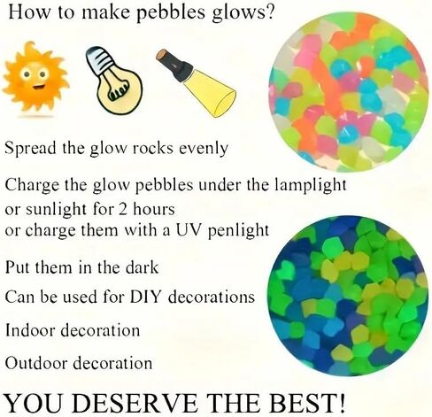 100PCS Artificial Glow Pebbles for Vase and Aquarium Decoration - Long - Lasting Glow; Attractive Design, Multicolor, 50g in Saudi Arabia
