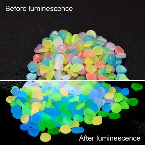 100PCS Artificial Glow Pebbles for Vase and Aquarium Decoration - Long - Lasting Glow; Attractive Design, Multicolor, 50g in Saudi Arabia