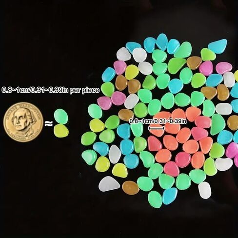 100PCS Artificial Glow Pebbles for Vase and Aquarium Decoration - Long - Lasting Glow; Attractive Design, Multicolor, 50g in Saudi Arabia