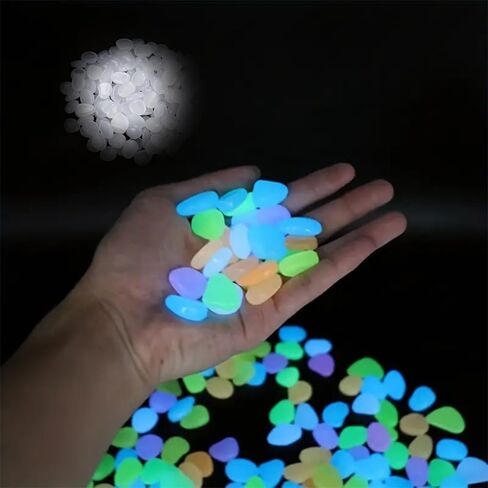 100PCS Artificial Glow Pebbles for Vase and Aquarium Decoration - Long - Lasting Glow; Attractive Design, Multicolor, 50g in Saudi Arabia
