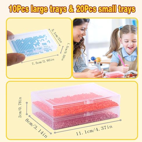 12 Pcs Small Trays with Lids Diamond Painting Storage Containers Trays, Diamond Painting Accessories, Box Package, Convex Point Bottom Design for Efficient Crafting in Kuwait