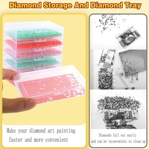 12 Pcs Small Trays with Lids Diamond Painting Storage Containers Trays, Diamond Painting Accessories, Box Package, Convex Point Bottom Design for Efficient Crafting in Kuwait