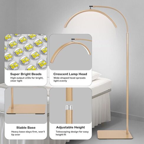 Half Moon Lash Light for Eyelash Extensions & Estheticians, Dimmable LED Lash Lamp with Flexible Gooseneck, Shadow-Free Moon Light for Lash Tech, Tattoo, SPA, Eyelash Lamp in Saudi Arabia