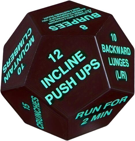 DYNWAVE Workout Game Dice Bodyweight Sports Dice 12 Sided Dice Exercise Decision Dice Fitness Challenge Dice for Teens Beginners in Saudi Arabia
