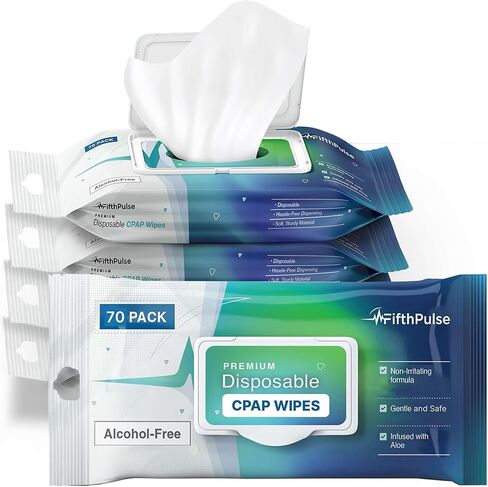 مناديل قناع CPAP - 70 عبوة من مناديل تنظيف CPAP للاستعمال مرة واحدة - غير معطرة، ومملوءة بالصبار، وخالية من الكحول in Saudi Arabia