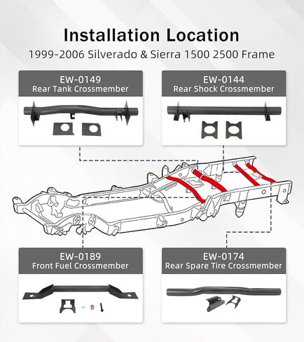 ELITEWILL Rear Fuel Tank Support Crossmember Fit for 1999-2006 Chevy Silverado GMC Sierra 1500 2500 2500HD in Saudi Arabia
