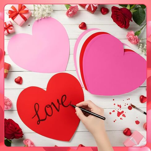Fuutreo 36 Pcs Valentine's Day Large Heart Cutouts Paper 12 Inch Heart Cutouts Bulk Double Sided Craft for Love and Peace Wall Bulletin Board Decoration Valentine's Day Craft (Red White) in Saudi Arabia