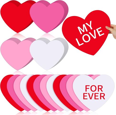 Fuutreo 36 Pcs Valentine's Day Large Heart Cutouts Paper 12 Inch Heart Cutouts Bulk Double Sided Craft for Love and Peace Wall Bulletin Board Decoration Valentine's Day Craft (Red White) in Saudi Arabia