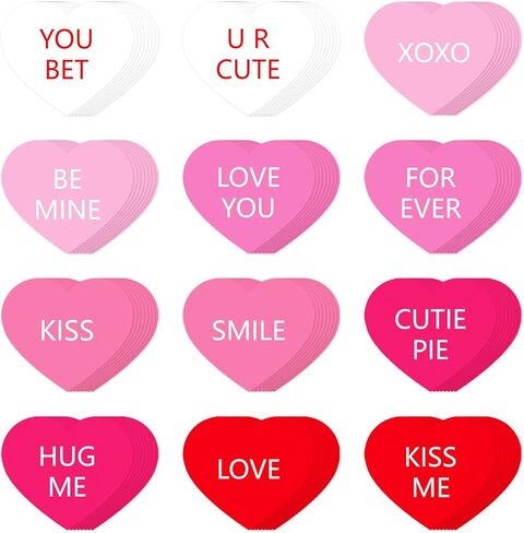 FOBSME 60 Pcs 6 Inch Large Heart Cutouts Paper Conversation Heart Cutouts Double Sided Printed Valentine's Paper Hearts Decors for DIY Crafts Classroom Bulletin Board Decor(Pink Gradient,12 Styles) in Saudi Arabia