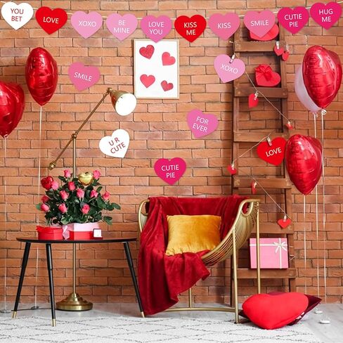 FOBSME 60 Pcs 6 Inch Large Heart Cutouts Paper Conversation Heart Cutouts Double Sided Printed Valentine's Paper Hearts Decors for DIY Crafts Classroom Bulletin Board Decor(Pink Gradient,12 Styles) in Saudi Arabia