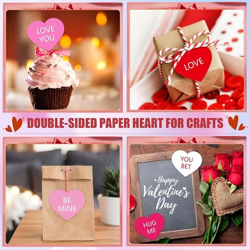 FOBSME 60 Pcs 6 Inch Large Heart Cutouts Paper Conversation Heart Cutouts Double Sided Printed Valentine's Paper Hearts Decors for DIY Crafts Classroom Bulletin Board Decor(Pink Gradient,12 Styles) in Saudi Arabia