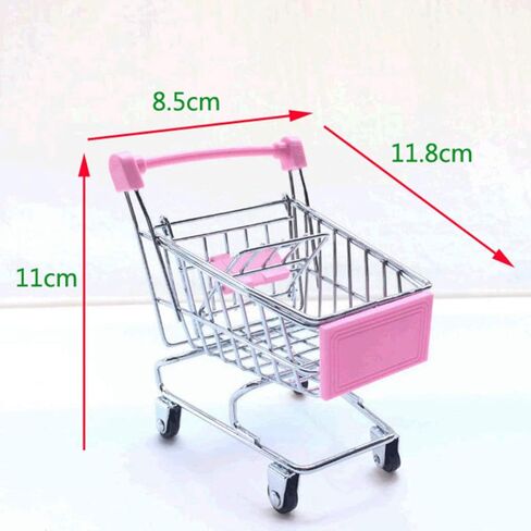Mini Supermarket Handcart, 4 Pack Supermarket Handcart Shopping Utility Cart Model Desktop Home Decor (Pink,Yellow,Red,Blue) in Saudi Arabia