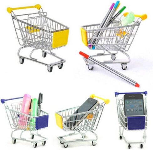 Mini Supermarket Handcart, 4 Pack Supermarket Handcart Shopping Utility Cart Model Desktop Home Decor (Pink,Yellow,Red,Blue) in Saudi Arabia