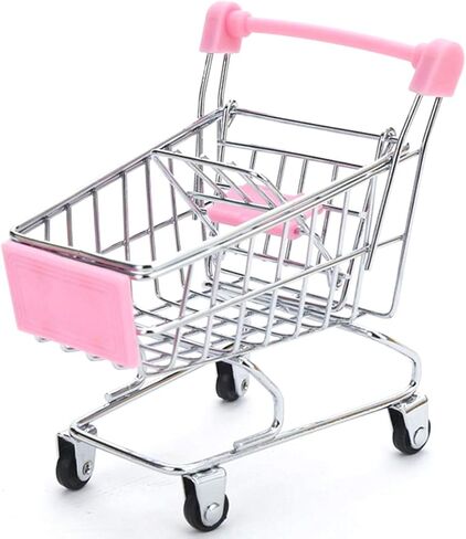 Mini Supermarket Handcart, 4 Pack Supermarket Handcart Shopping Utility Cart Model Desktop Home Decor (Pink,Yellow,Red,Blue) in Saudi Arabia