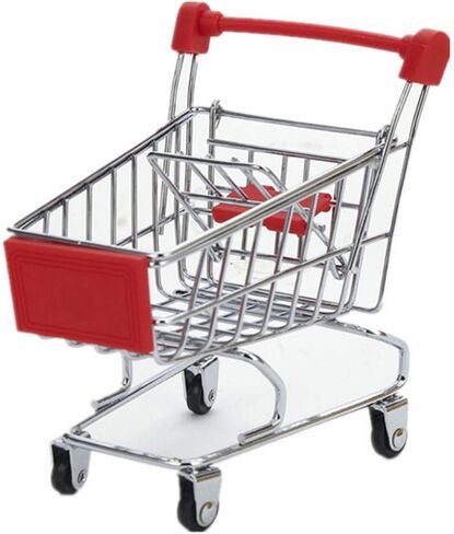 Mini Supermarket Handcart, 4 Pack Supermarket Handcart Shopping Utility Cart Model Desktop Home Decor (Pink,Yellow,Red,Blue) in Saudi Arabia