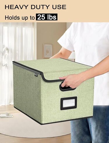 Qerlei File Organizer Boxes with Lids,Collapsible File Folder Organizer with Plastic Slide,Collapsible Filing & Storage Boxes for Office/Decor/Home (Drak grey, 1 Pack) in Saudi Arabia