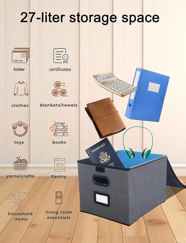 Qerlei File Organizer Boxes with Lids,Collapsible File Folder Organizer with Plastic Slide,Collapsible Filing & Storage Boxes for Office/Decor/Home (Drak grey, 1 Pack) in Saudi Arabia