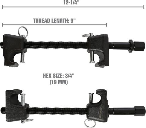 OEMTOOLS 25553 MacPherson Strut Spring Compressor, Heat-Treated Thread Rod Strut Compressors, Coil Spring Compressor w/ Forged Hooks, 9" Threaded Length , Black in Kuwait