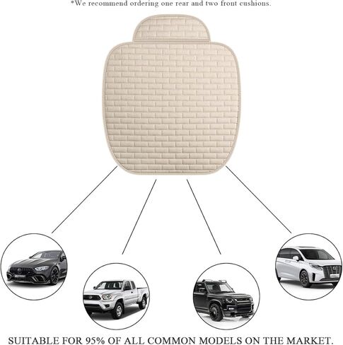 Front Car Seat Cover, Anti-Slip Driver Seat Cushion Protector with Storage Pocket, Cooling Breathable Linen Bottom Pad for Most Vehicle Front Seats, Car Accessories (Front Black) in Saudi Arabia