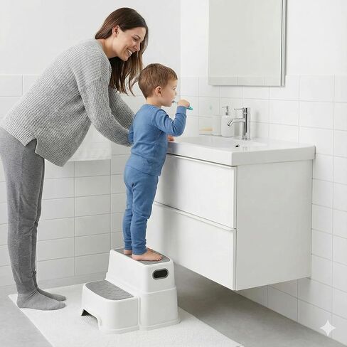 UNCLE WU 2 Step Stool for Kids -Toddler Step Stool for Bathroom Sink-Dual Height 9.5" Non-Slip for Potty Training, Kitchen, Bedroom & Classroom (Blue) in Kuwait