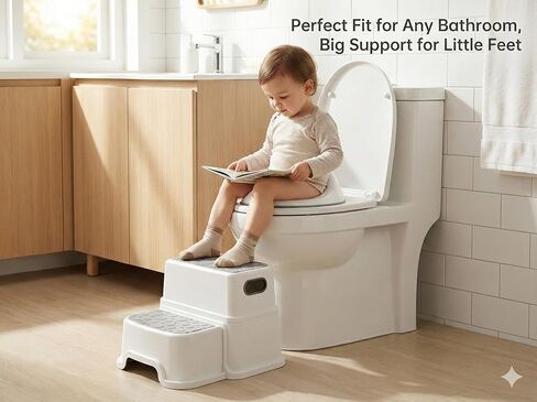 UNCLE WU 2 Step Stool for Kids -Toddler Step Stool for Bathroom Sink-Dual Height 9.5" Non-Slip for Potty Training, Kitchen, Bedroom & Classroom (Blue) in Kuwait