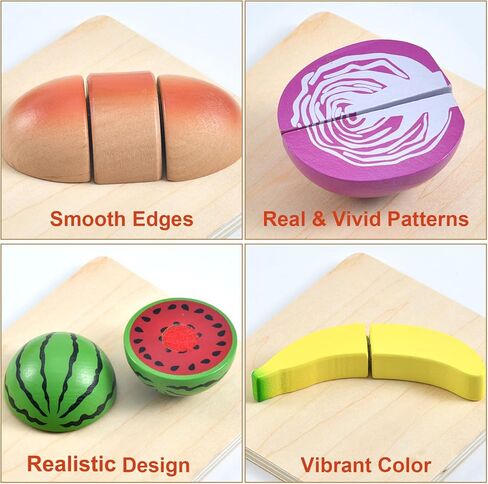WHOHOLL Play Food Set للعب ملحقات المطبخ، ألعاب موراندي الخشبية الملونة، الطعام التظاهري بقطع الطعام مع سلة، ألعاب مونتيسوري للفتيات من عمر سنة فما فوق، موارد تعليمية لحماية العين in Kuwait