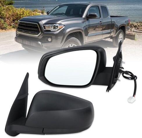 Left Driver side Mirror Fits 2016-2022 Toyota Tacoma With Power Glass, Heated, Turn Signal, Blind Spot Detection and Manual Folding Match to Midnight Black Metallic Replace TO1321350(8Pins) in Saudi Arabia