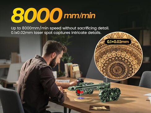 AlgoLaser 2.5W Mini Laser Engraver Machine - Portable Laser Engraver for Beginner & DIY,Tank-Style Design 8000mm/min High Speed & 150x150mm Engraving Area & Tilt Detection,Laser Power 6000mW in Saudi Arabia